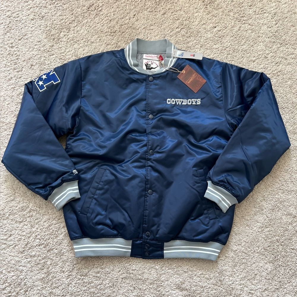 Dallas Cowboys Mitchell and Ness Throwback Quilted Satin Jacket